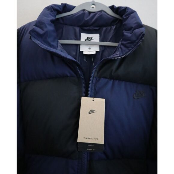 Nike FZ0865-410 Men's Sz XL Blue/Black Checkered Therma-FIT Puffer Jacket - Picture 3 of 16